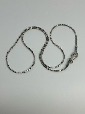 Vtg 925 Sterling Silver Tube / Cylinder Link Chain Necklace 17”